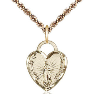 14kt Gold Filled Our of Guadalupe Heart Medal Religious Jewelry