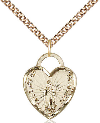 14kt Gold Our of Guadalupe Heart Medal