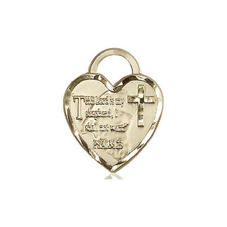 14kt Gold Filled Lord Is My Shepherd Heart Medal Engraved Catholic Saint Jewelry