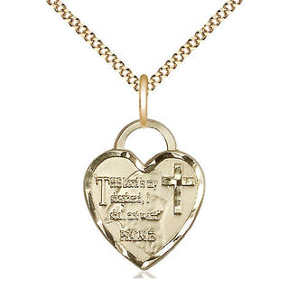 14kt Gold Filled Lord Is My Shepherd Heart Medal Religious Jewelry Engraved Catholic Saint Jewelry