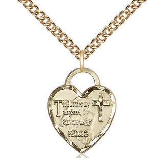 14kt Gold Filled Lord Is My Shepherd Heart Medal Religious Jewelry Engraved Catholic Saint Jewelry
