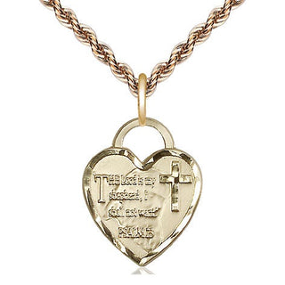14kt Gold Filled Lord Is My Shepherd Heart Medal Religious Jewelry Engraved Catholic Saint Jewelry