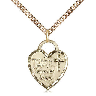 14kt Gold Lord Is My Shepherd Heart Medal Engraved Catholic Saint Jewelry