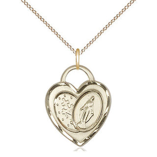 14kt Gold Filled Miraculous Heart Medal Religious Jewelry