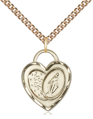 14kt Gold Filled Miraculous Heart Medal Religious Jewelry