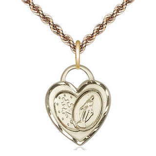 14kt Gold Filled Miraculous Heart Medal Religious Jewelry