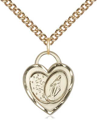 14kt Gold Miraculous Heart Medal