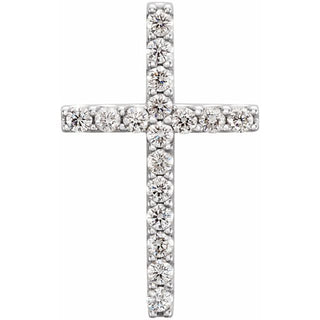 14K White 1/5 CTW Natural Diamond Petite Cross Pendant