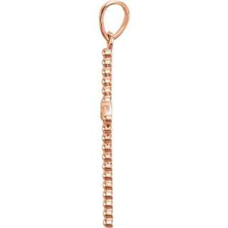 14K Rose 24.8x12.2 mm .02 CTW Natural Diamond Beaded Cross Pendant