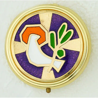 Gold Enameled with White Holy Spirit Pyx
