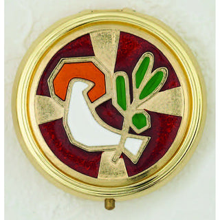 Red Enameled with White Holy Spirit Pyx