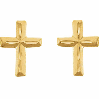 14K Yellow Youth Cross Earrings