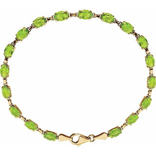 14K Yellow Natural Peridot 7.25" Bracelet
