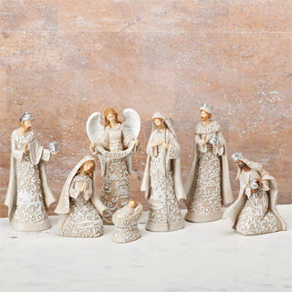 7.5-Inch 7 Pc St Nativity With Angel Paper Cut Style