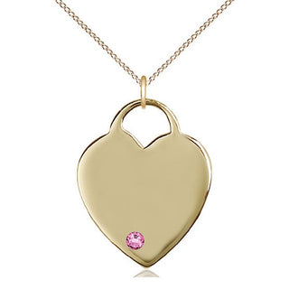 14kt Gold Filled Heart Charm Rose Swarovski | 18-inch Chain | Engravable