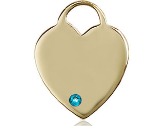 14kt Gold Filled Heart Pendant with a 3mm Zircon Swarovski stone on an 18-inch Gold Filled Light Curb Chain Engraved Catholic Saint Jewelry