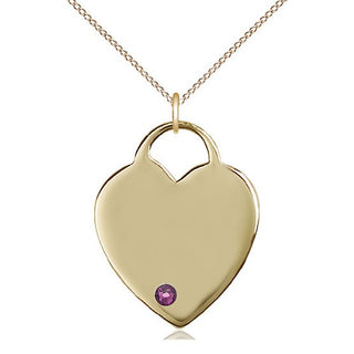 14kt Gold Filled Heart Pendant | Amethyst | 18-inch Chain | Engravable