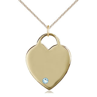 14kt Gold Filled Heart Charm Aqua Swarovski | 18-inch Chain | Engravable