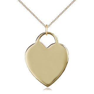 14kt Gold Heart Medal Engraved Catholic Saint Jewelry