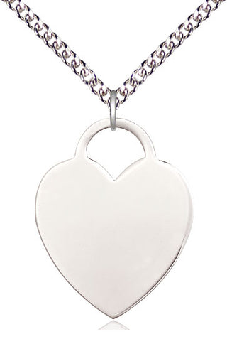 Sterling Silver Heart Medal Catholic Jewelry Engraved Catholic Saint Jewelry