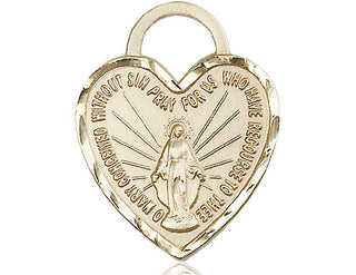 14kt Gold Filled Miraculous Heart Medal Engraved Catholic Saint Jewelry
