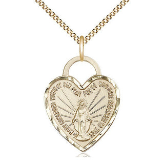 14kt Gold Filled Miraculous Heart Medal Catholic Jewelry Engraved Catholic Saint Jewelry