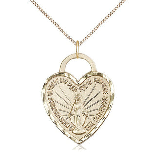 14kt Gold Filled Miraculous Heart Medal Catholic Jewelry Engraved Catholic Saint Jewelry