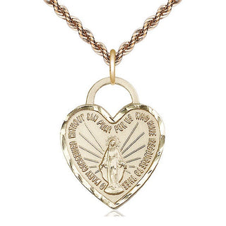 14kt Gold Filled Miraculous Heart Medal Catholic Jewelry Engraved Catholic Saint Jewelry