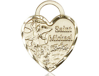 14kt Gold Saint Michael the Archangel Medal Engraved Catholic Saint Jewelry