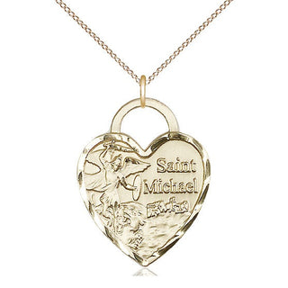 14kt Gold Saint Michael the Archangel Medal Engraved Catholic Saint Jewelry