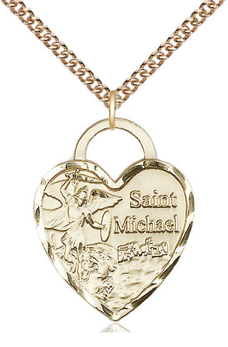 14kt Gold Saint Michael the Archangel Medal Engraved Catholic Saint Jewelry