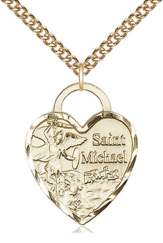 14kt Gold Saint Michael the Archangel Medal Engraved Catholic Saint Jewelry