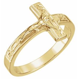 14K Gold 12 mm Crucifix Ring