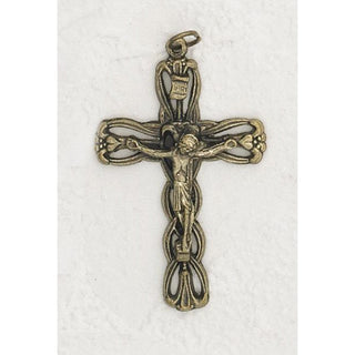 Bulk Flower Cross Brass Tone - 2 Options