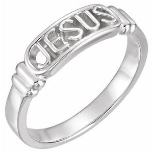 14K White Gold In The Name of Jesus Chastity Ring