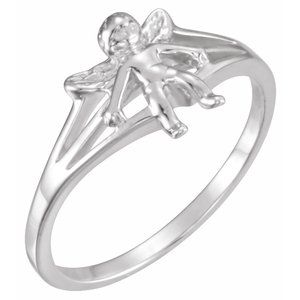 14K White Gold Cherub Chastity Ring