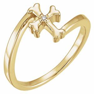 14K Gold .005 CT Natural Diamond Youth Cross Ring