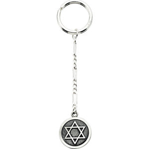 Sterling Silver 23 MM Star of David Key Chain with Box