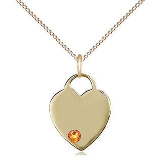 14kt Gold Filled Heart Charm Topaz Swarovski | 18-inch Chain | Engravable