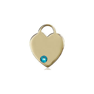 14kt Gold Filled Heart Pendant with a 3mm Zircon Swarovski stone on an 18-inch Gold Filled Light Curb Chain Engraved Catholic Saint Jewelry