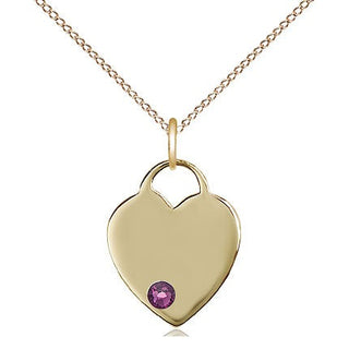 14kt Gold Filled Heart Pendant | Amethyst | 18-inch Chain | Engravable