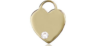 14kt Gold Filled Heart Pendant with a 3mm Crystal Swarovski stone on an 18-inch Gold Filled Light Curb Chain Engraved Catholic Saint Jewelry