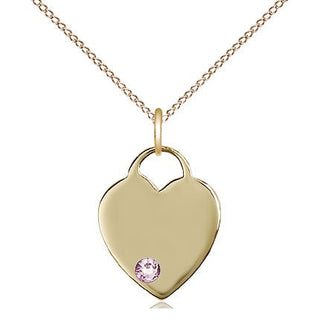 14kt Gold Filled Heart Charm Light Amethyst Swarovski | 18-inch Chain | Engravable