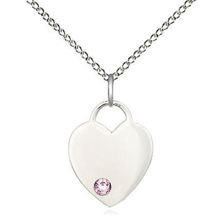 Sterling Silver Heart Charm Light Amethyst | 18-inch Chain | Engravable