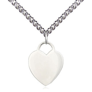 Sterling Silver Heart Medal Religious and Catholic Jewelry Engraved Catholic Saint Jewelry