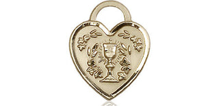 14kt Gold Communion Heart Medal Engraved Catholic Saint Jewelry
