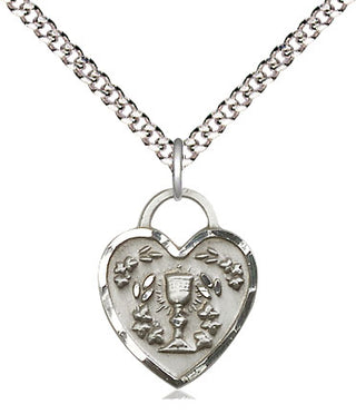 Sterling Silver Communion Heart Medal Religious Jewelry Engraved Catholic Saint Jewelry