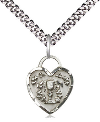 Sterling Silver Communion Heart Medal Religious Jewelry Engraved Catholic Saint Jewelry