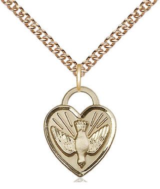14kt Gold Filled Confirmation Heart Medal Religious Jewelry Engraved Catholic Saint Jewelry