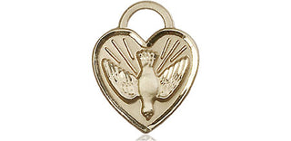 14kt Gold Confirmation Heart Medal Engraved Catholic Saint Jewelry